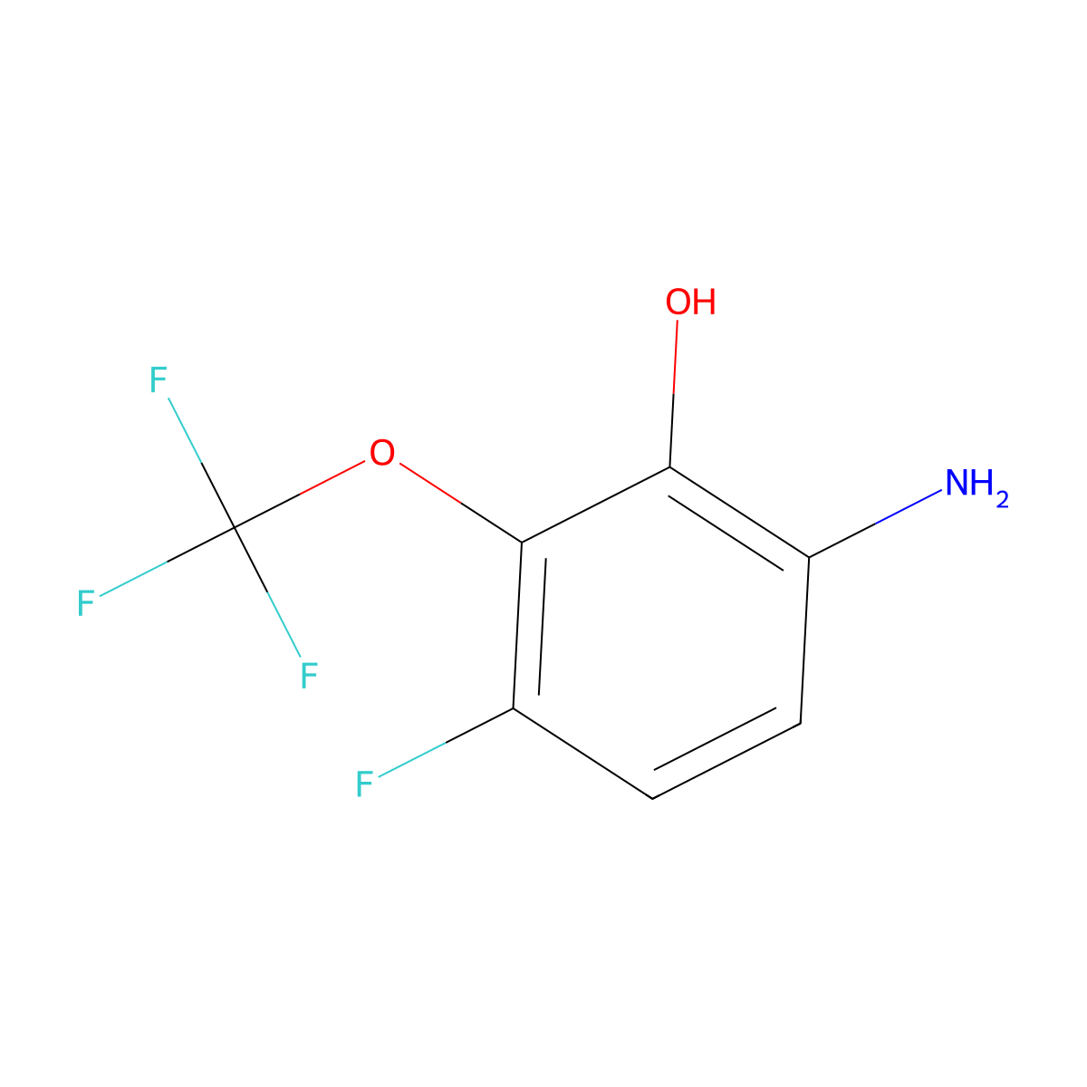 6-Amino-3-fluoro-2-(trifluoromethoxy)phenol molecular structure, CAS 1806335-72-7