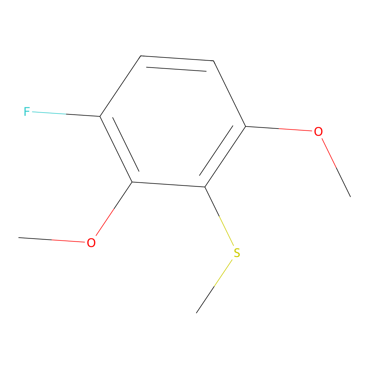 (3-Fluoro-2,6-dimethoxyphenyl)(methyl)sulfane molecular structure, CAS 1806337-75-6
