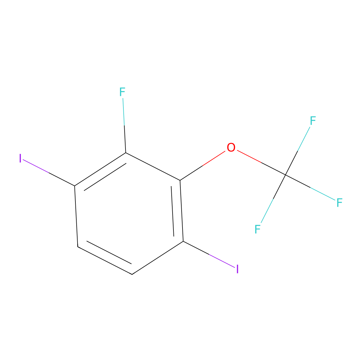 Benzene, 2-fluoro-1,4-diiodo-3-(trifluoromethoxy)- molecular structure, CAS 1806348-46-8