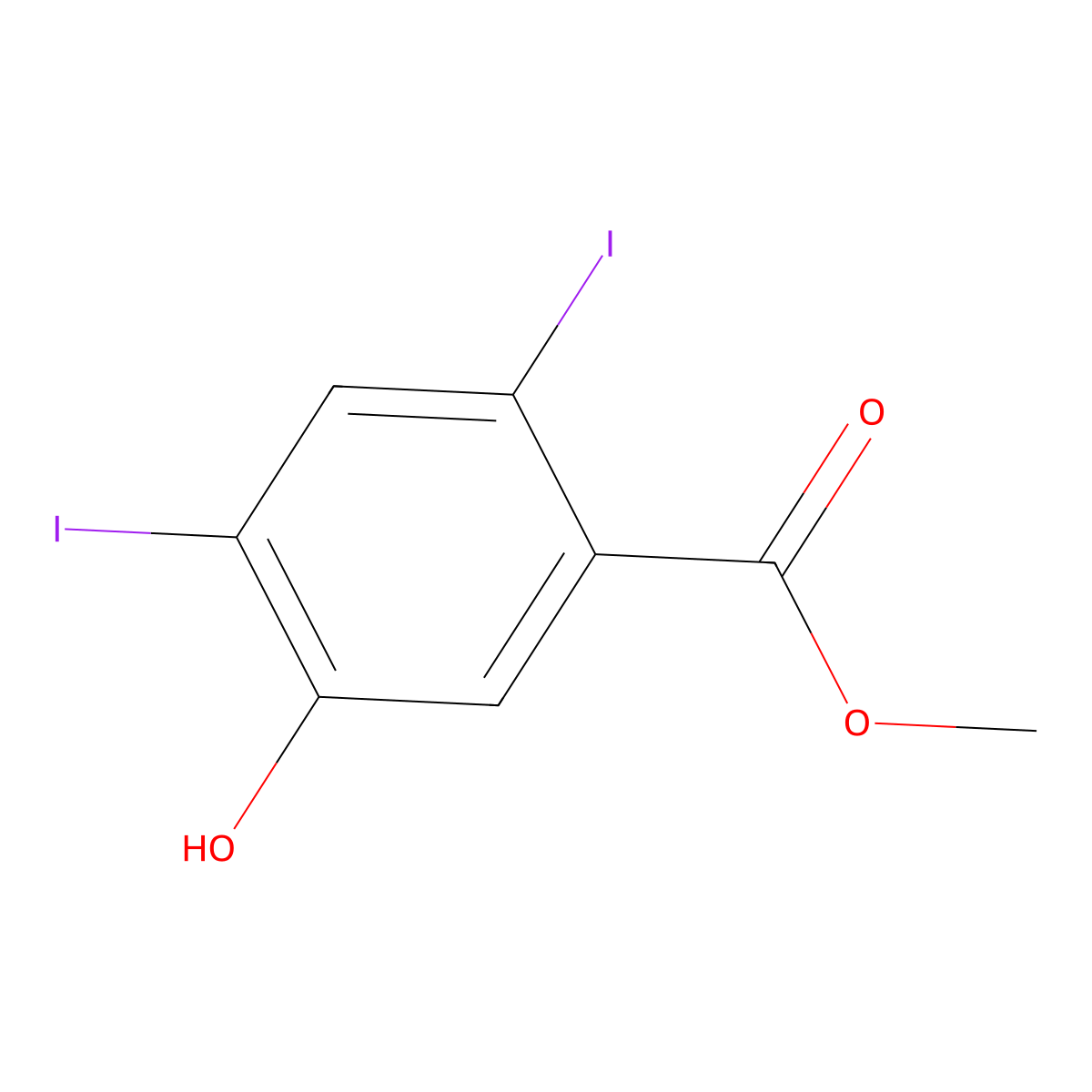Methyl 5-hydroxy-2,4-diiodobenzoate molecular structure, CAS 1806349-13-2