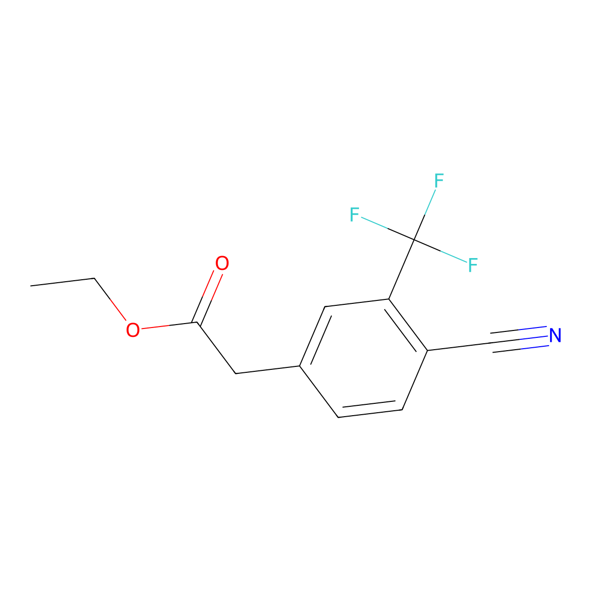 Ethyl 4-cyano-3-(trifluoromethyl)phenyacetate molecular structure, CAS 1806349-82-5