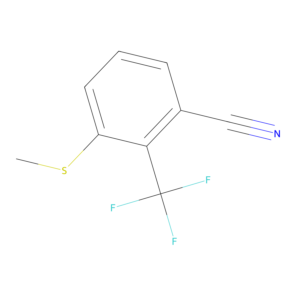 Benzonitrile, 3-(methylthio)-2-(trifluoromethyl)- molecular structure, CAS 1806350-71-9