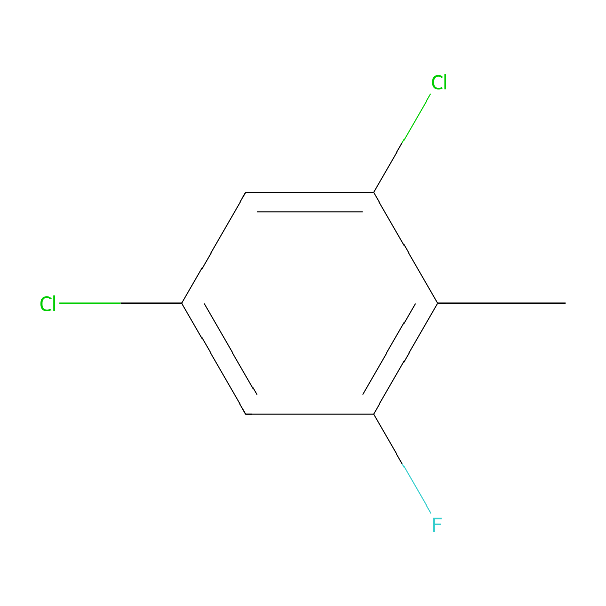 1,5-Dichloro-3-fluoro-2-methylbenzene molecular structure, CAS 1806351-18-7