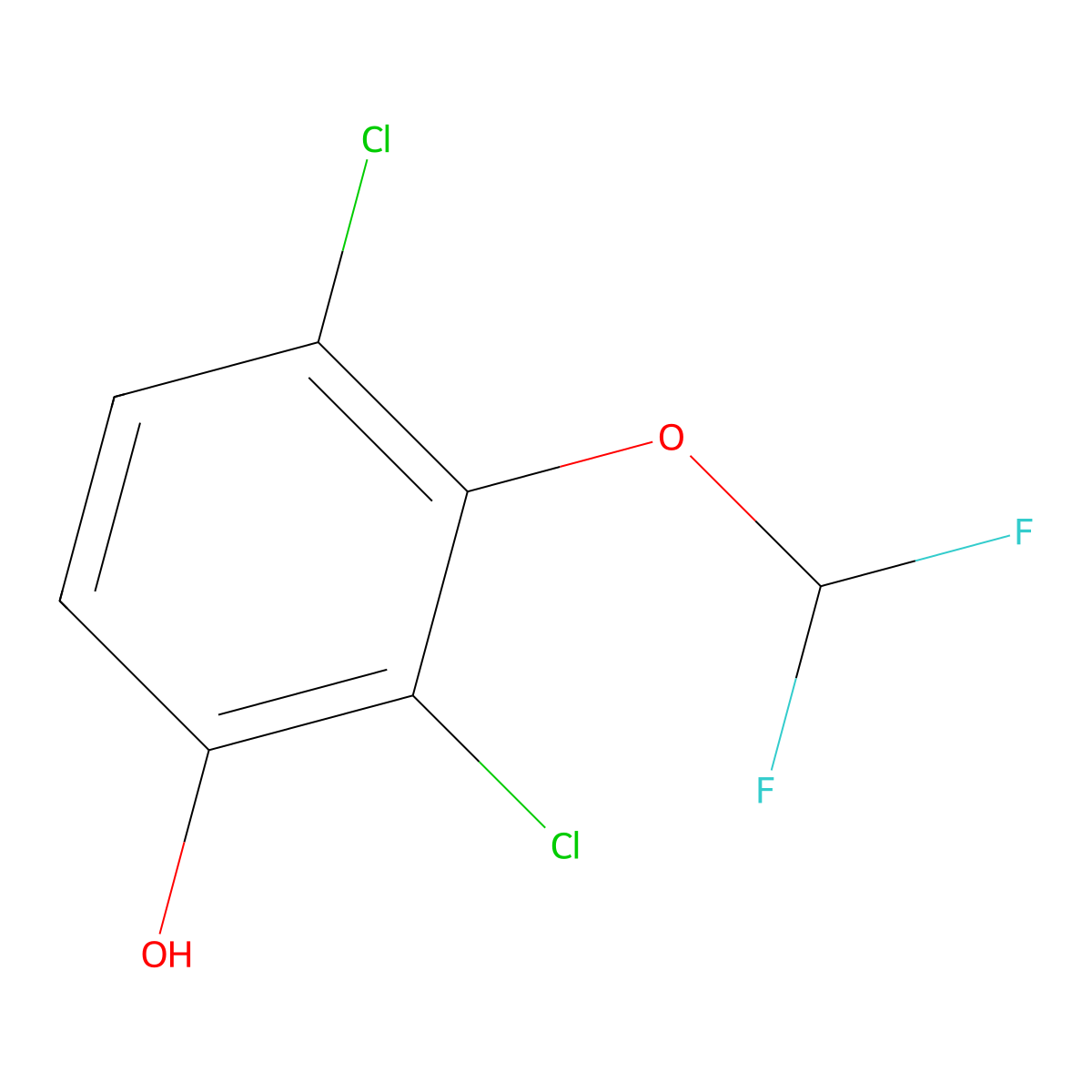2,4-Dichloro-3-(difluoromethoxy)phenol molecular structure, CAS 1806352-09-9