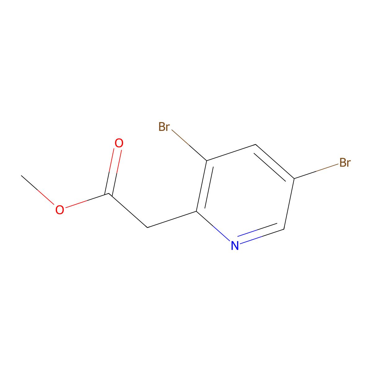 Methyl 2-(3,5-dibromopyridin-2-yl)acetate molecular structure, CAS 1806352-22-6