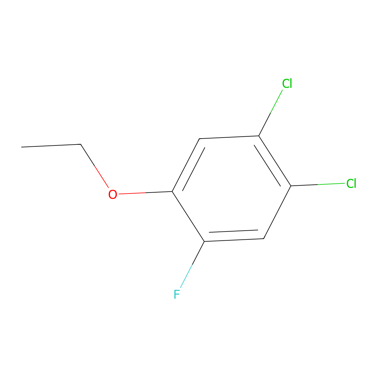 Benzene, 1,2-dichloro-4-ethoxy-5-fluoro- molecular structure, CAS 1806354-22-2