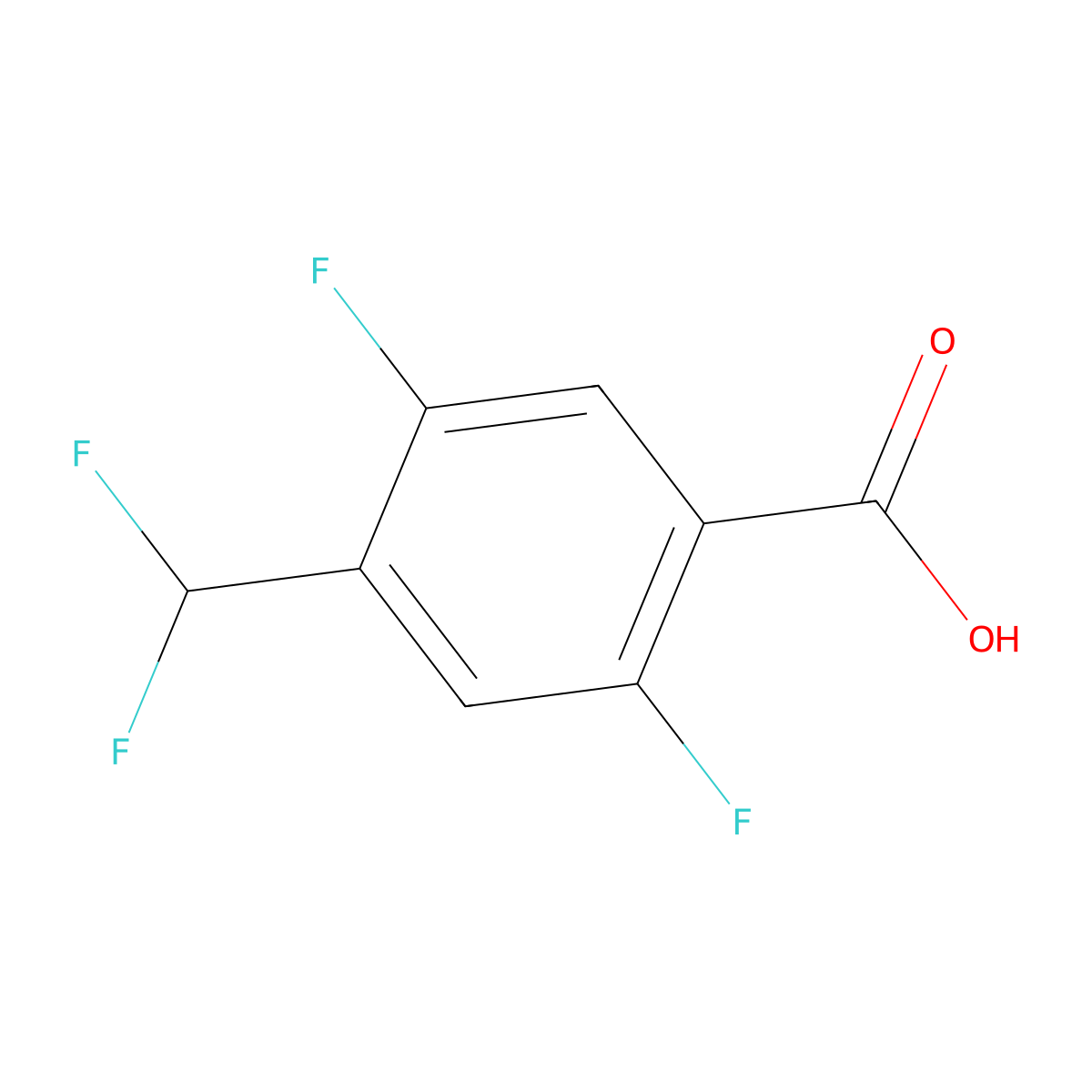 4-(Difluoromethyl)-2,5-difluorobenzoic acid molecular structure, CAS 1806363-25-6