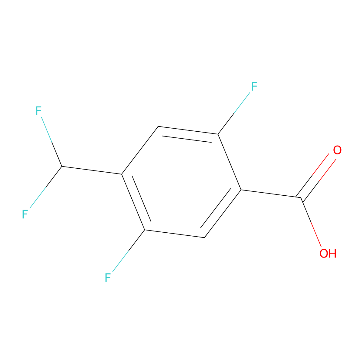 4-(Difluoromethyl)-2,5-difluorobenzoic acid molecular structure, CAS 1806363-25-6
