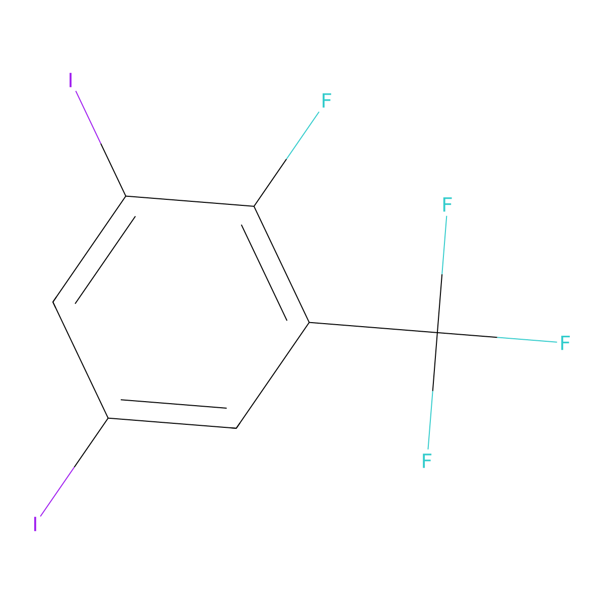 2-Fluoro-1,5-diiodo-3-(trifluoromethyl)benzene molecular structure, CAS 1806373-99-8