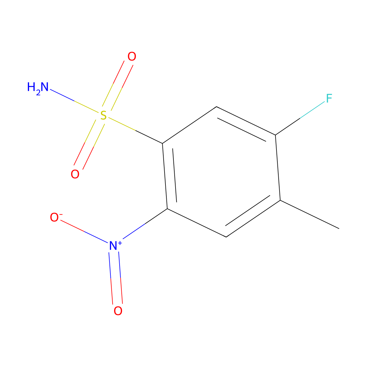 5-Fluoro-4-methyl-2-nitrobenzene-1-sulfonamide molecular structure, CAS 1806374-31-1