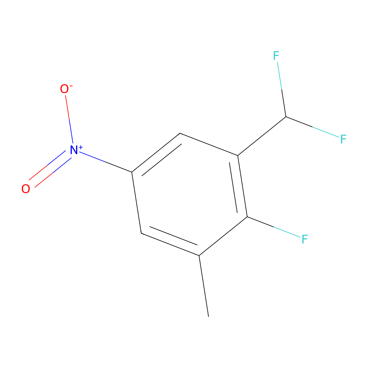 1-(Difluoromethyl)-2-fluoro-3-methyl-5-nitro-benzene molecular structure, CAS 1806374-51-5