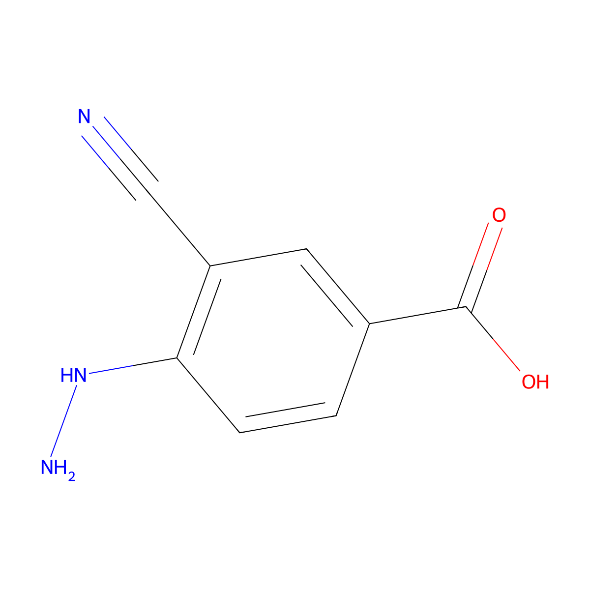 3-Cyano-4-hydrazinylbenzoic acid molecular structure, CAS 1806379-54-3