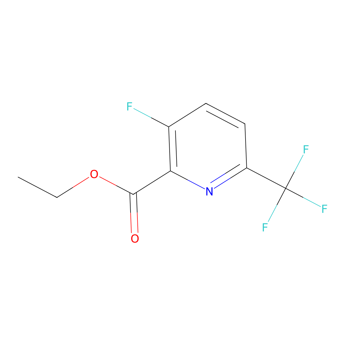 Ethyl 3-fluoro-6-(trifluoromethyl)picolinate molecular structure, CAS 1806386-01-5