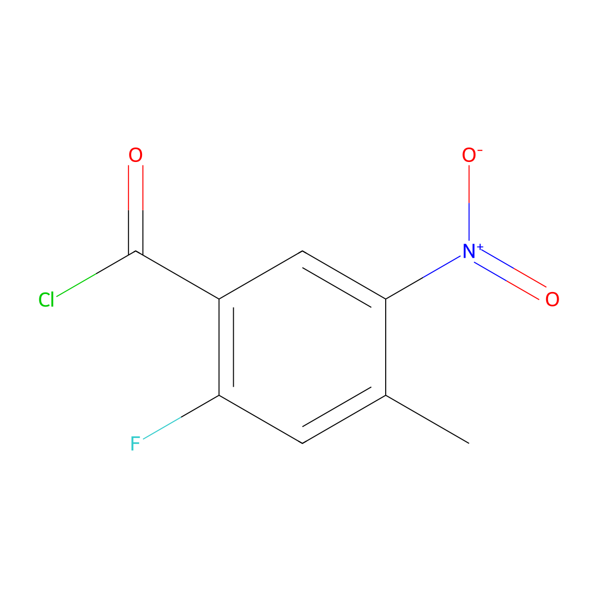 2-Fluoro-4-methyl-5-nitrobenzoyl chloride molecular structure, CAS 1806427-38-2