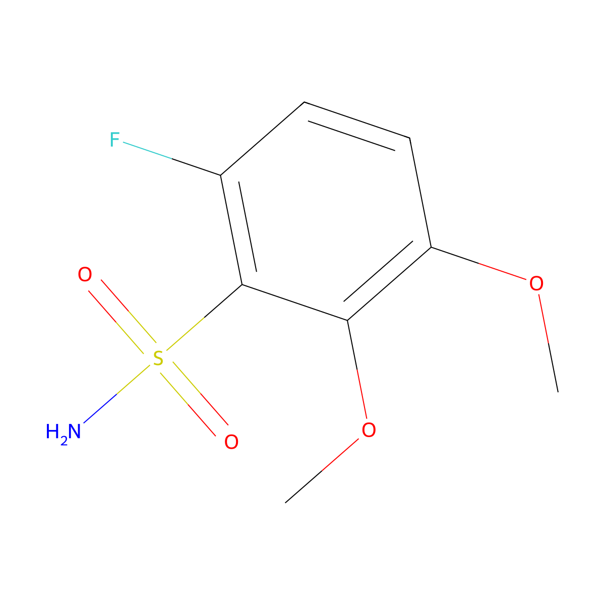 6-Fluoro-2,3-dimethoxybenzene-1-sulfonamide molecular structure, CAS 1806430-95-4