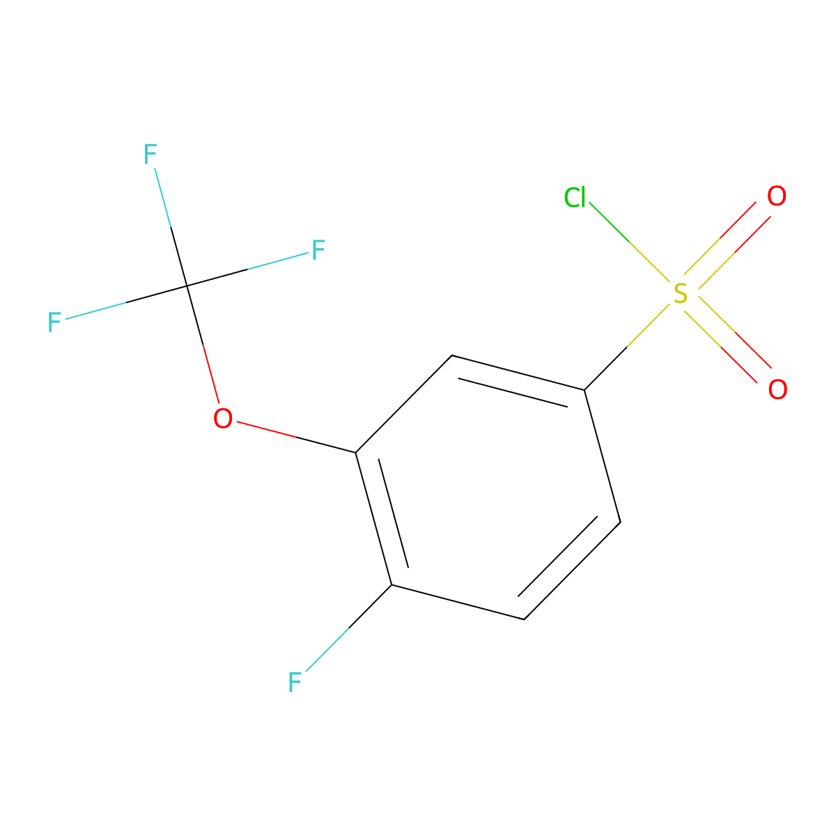 4-Fluoro-3-(trifluoromethoxy)benzene-1-sulfonyl chloride molecular structure, CAS 1806431-59-3