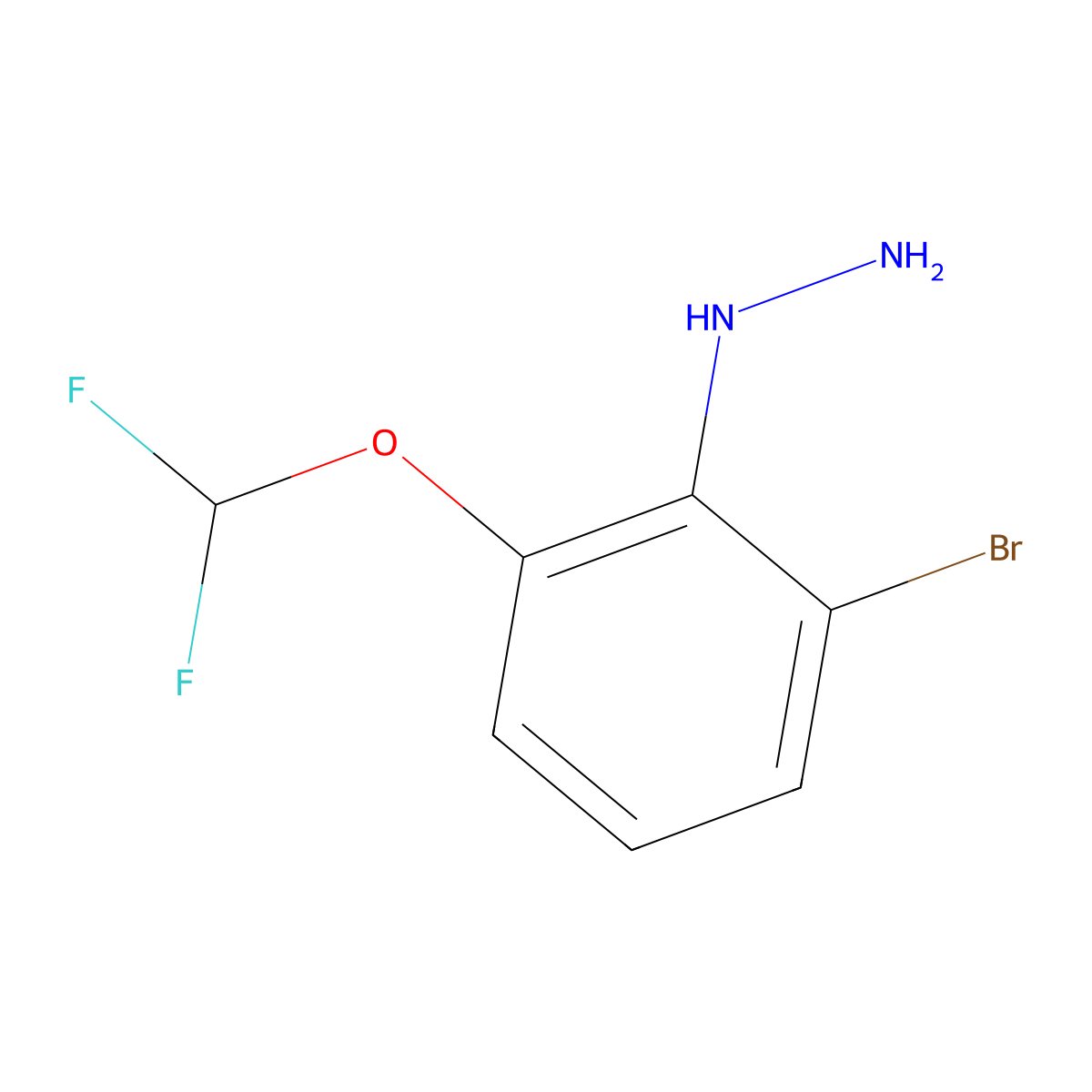 [2-Bromo-6-(difluoromethoxy)phenyl]hydrazine molecular structure, CAS 1806435-75-5