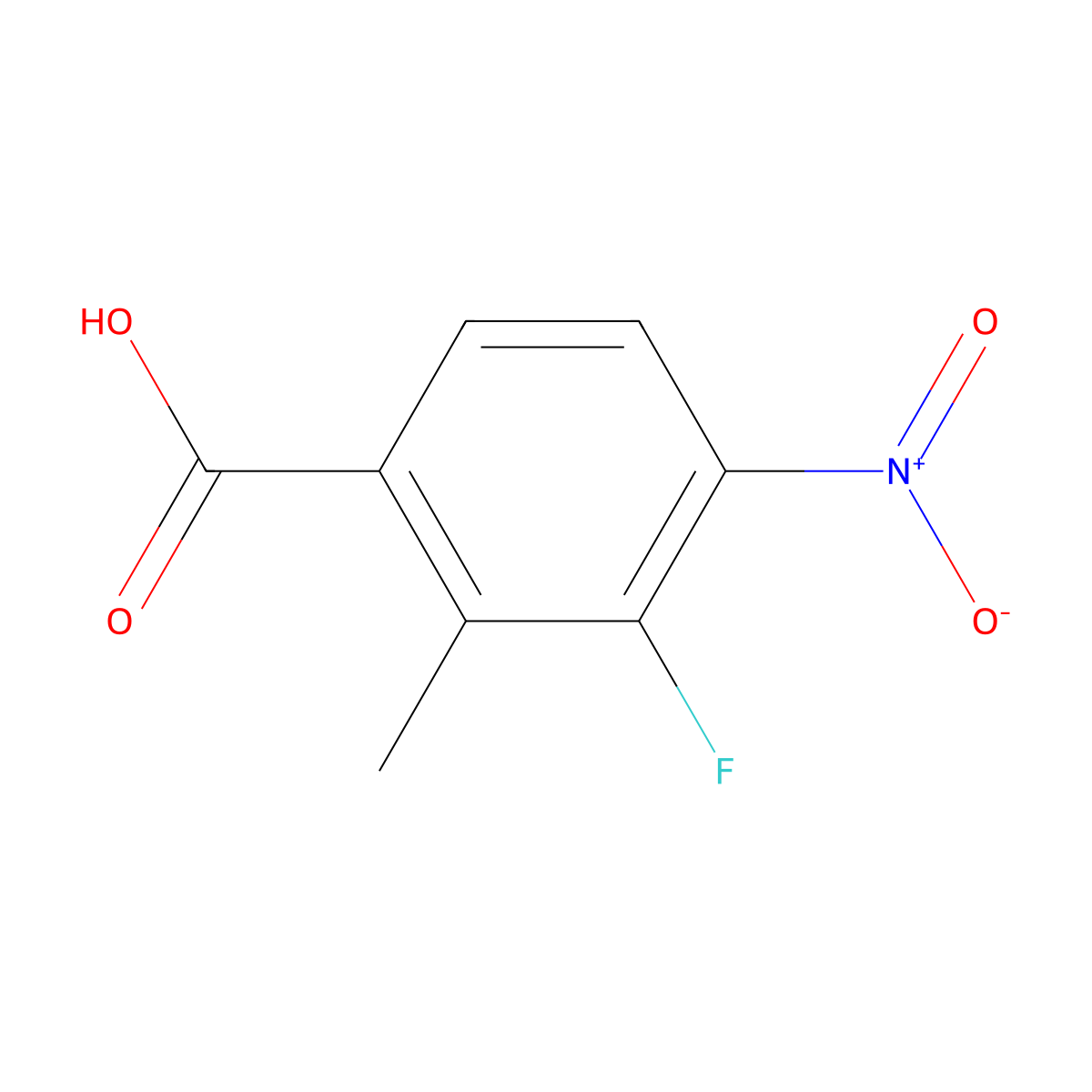 3-Fluoro-2-methyl-4-nitrobenzoic acid molecular structure, CAS 1806475-39-7