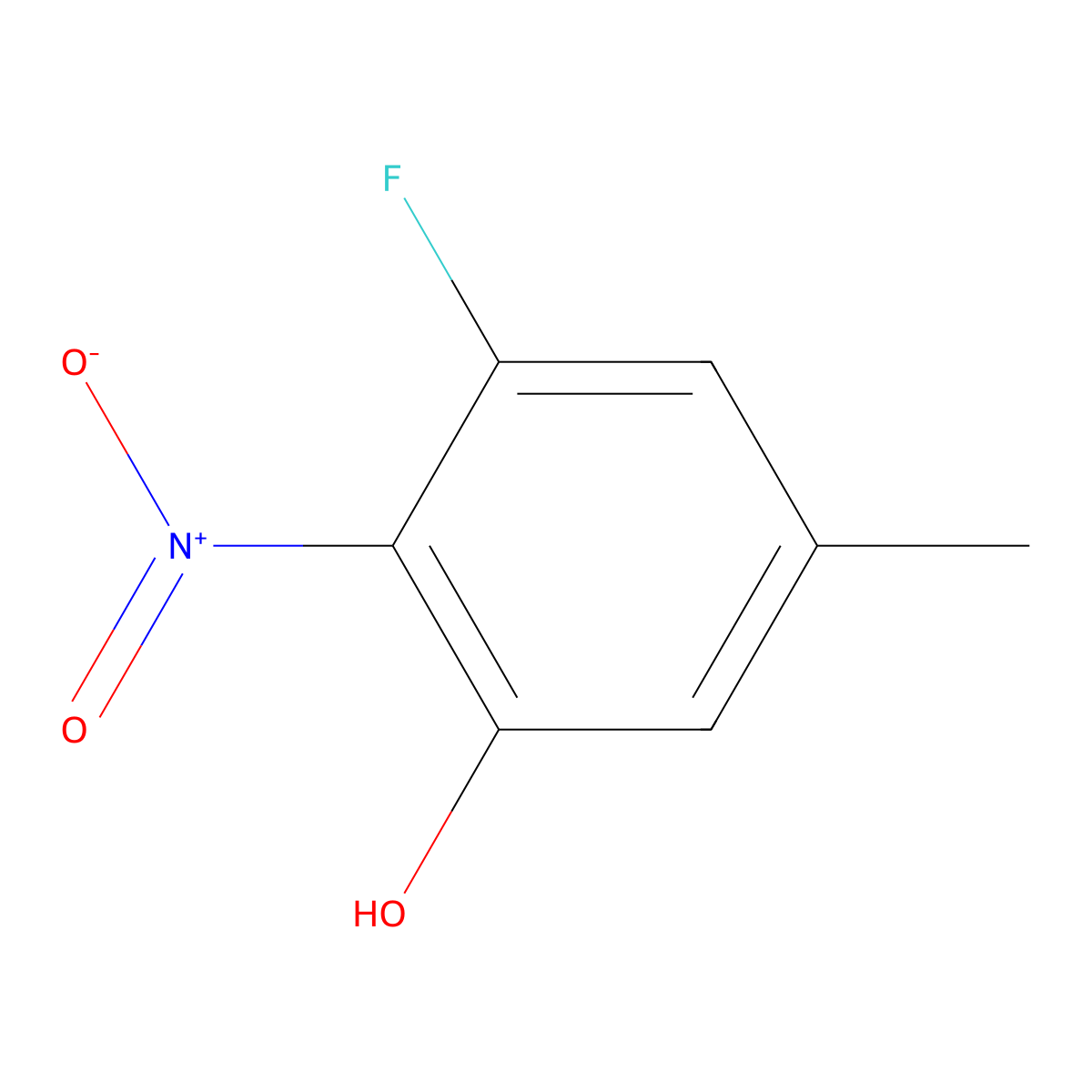 3-Fluoro-5-methyl-2-nitrophenol molecular structure, CAS 1806475-40-0