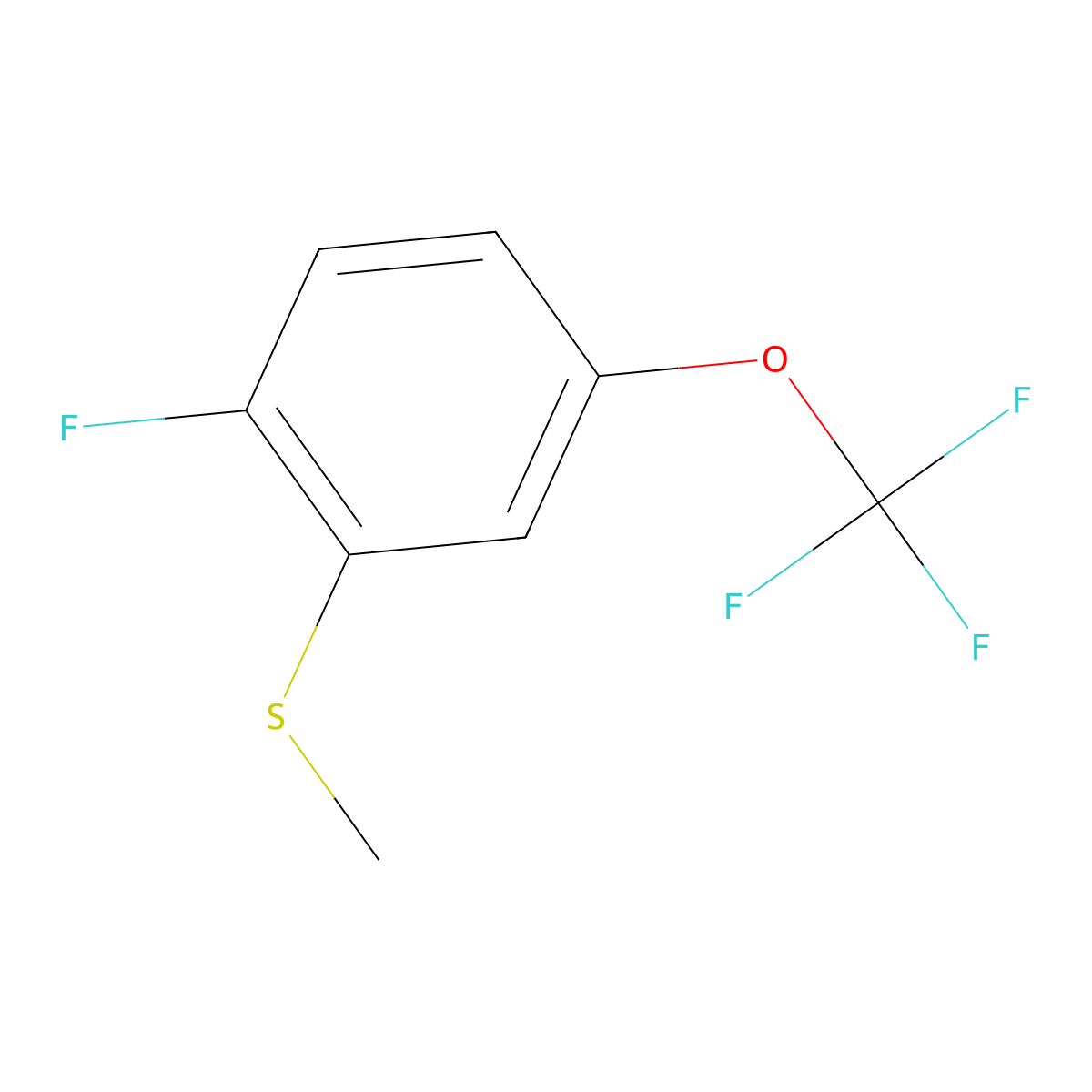 (2-Fluoro-5-(trifluoromethoxy)phenyl)(methyl)sulfane molecular structure, CAS 1806477-99-5