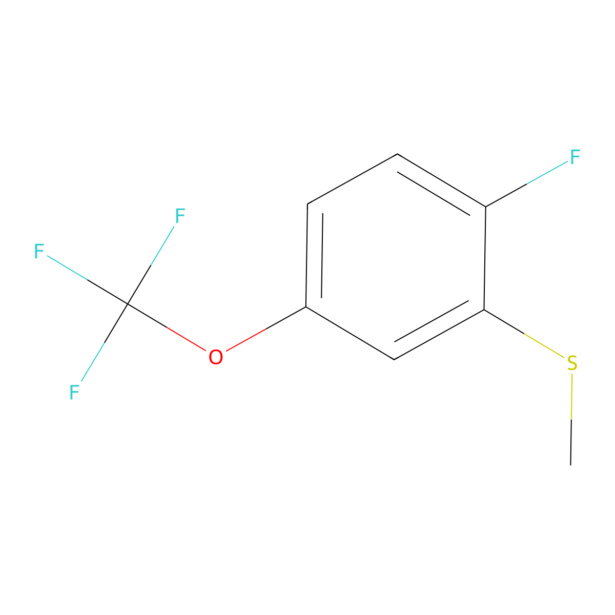 (2-Fluoro-5-(trifluoromethoxy)phenyl)(methyl)sulfane molecular structure, CAS 1806477-99-5