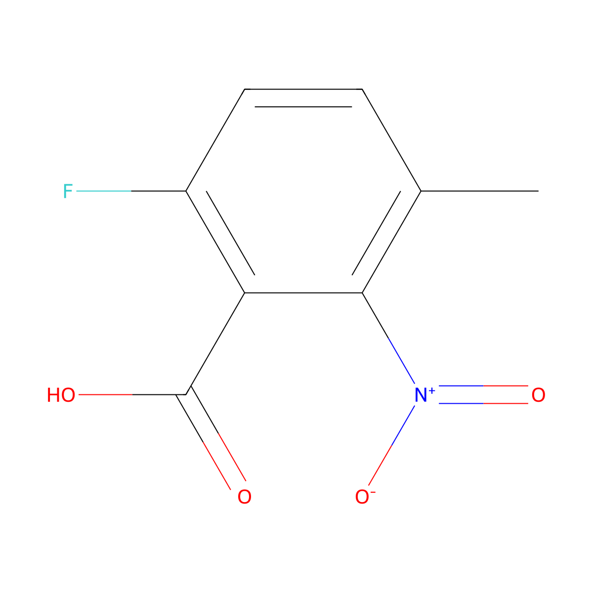 6-Fluoro-3-methyl-2-nitrobenzoic acid molecular structure, CAS 1806479-27-5