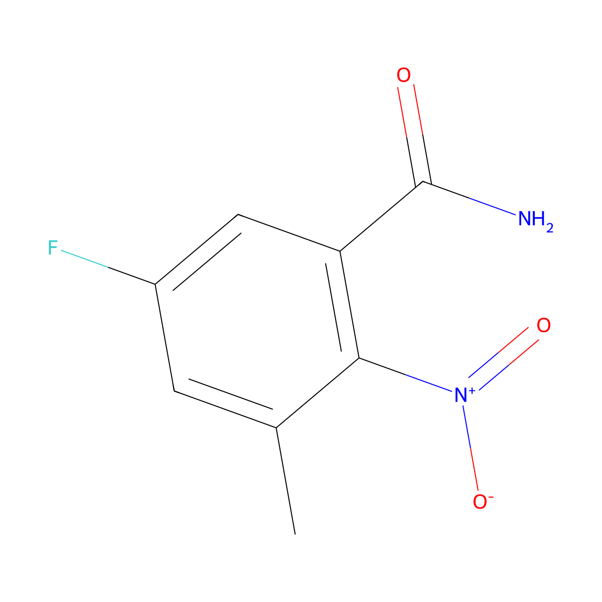5-Fluoro-3-methyl-2-nitrobenzamide molecular structure, CAS 1806492-80-7