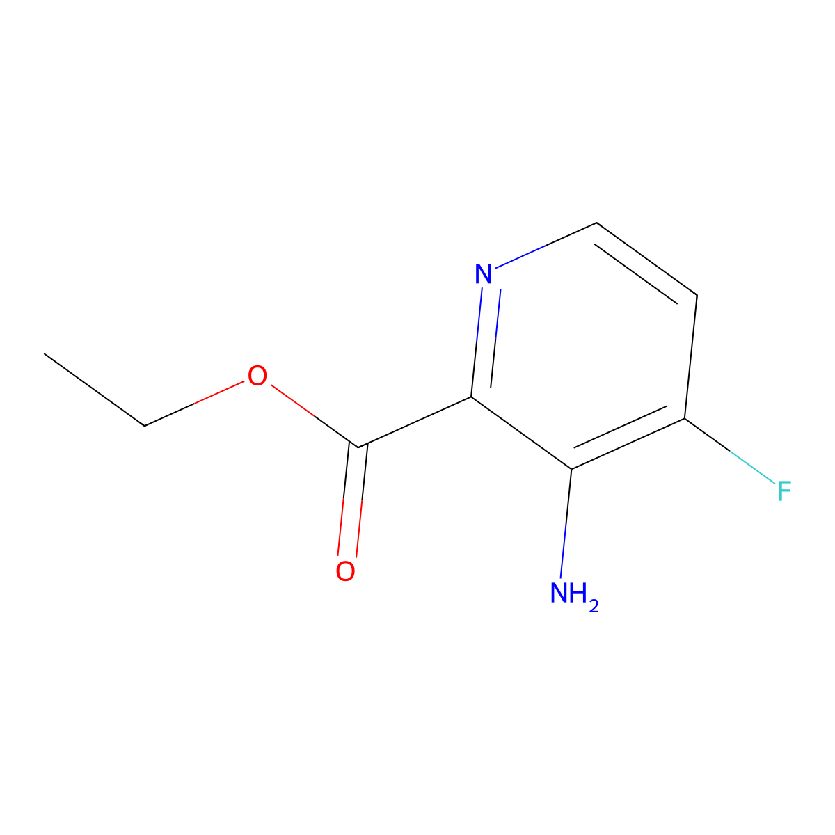 Ethyl 3-amino-4-fluoro-pyridine-2-carboxylate molecular structure, CAS 1806511-00-1