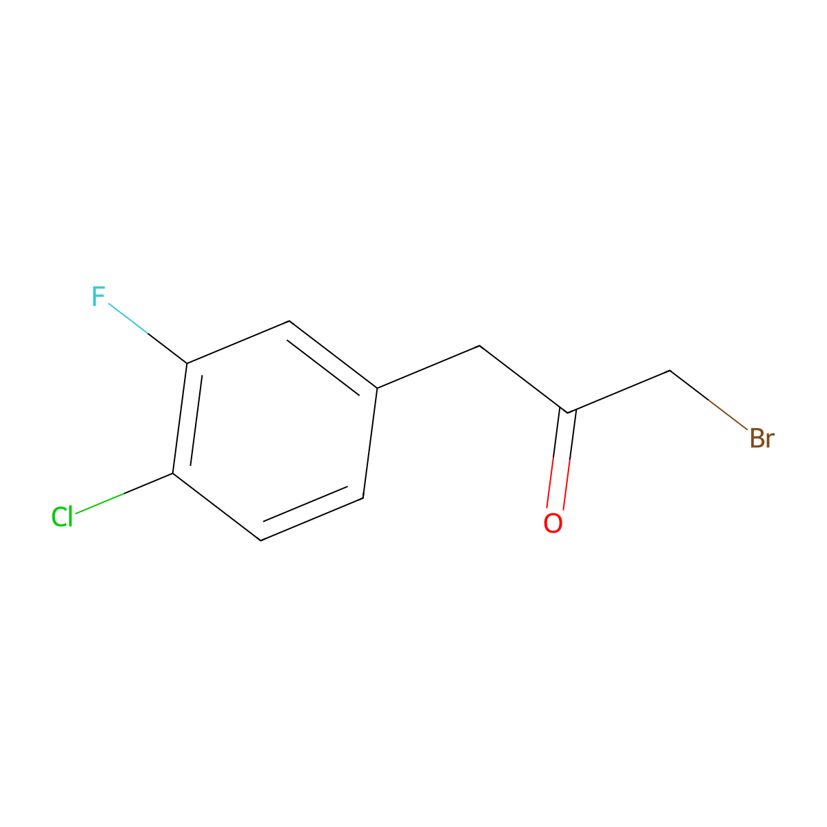 1-Bromo-3-(4-chloro-3-fluorophenyl)propan-2-one molecular structure, CAS 1806521-65-2