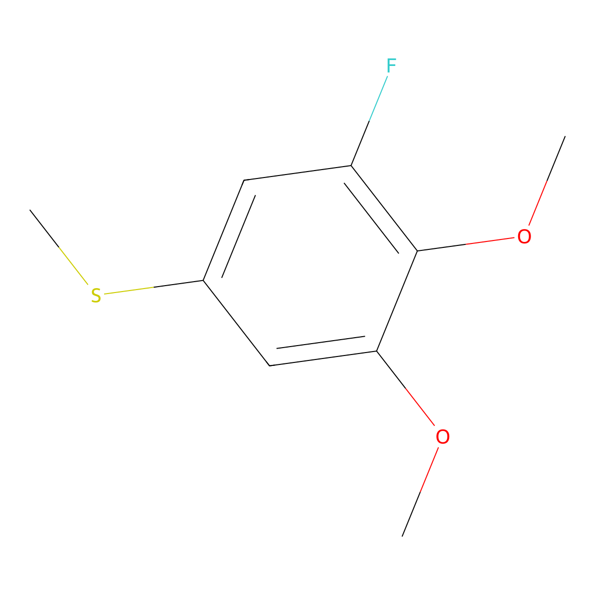 1-Fluoro-2,3-dimethoxy-5-(methylthio)benzene molecular structure, CAS 1806537-98-3
