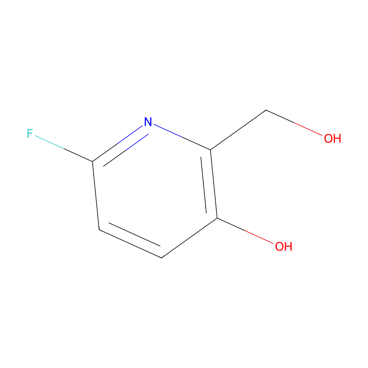 6-Fluoro-2-(hydroxymethyl)pyridin-3-ol molecular structure, CAS 1806576-89-5