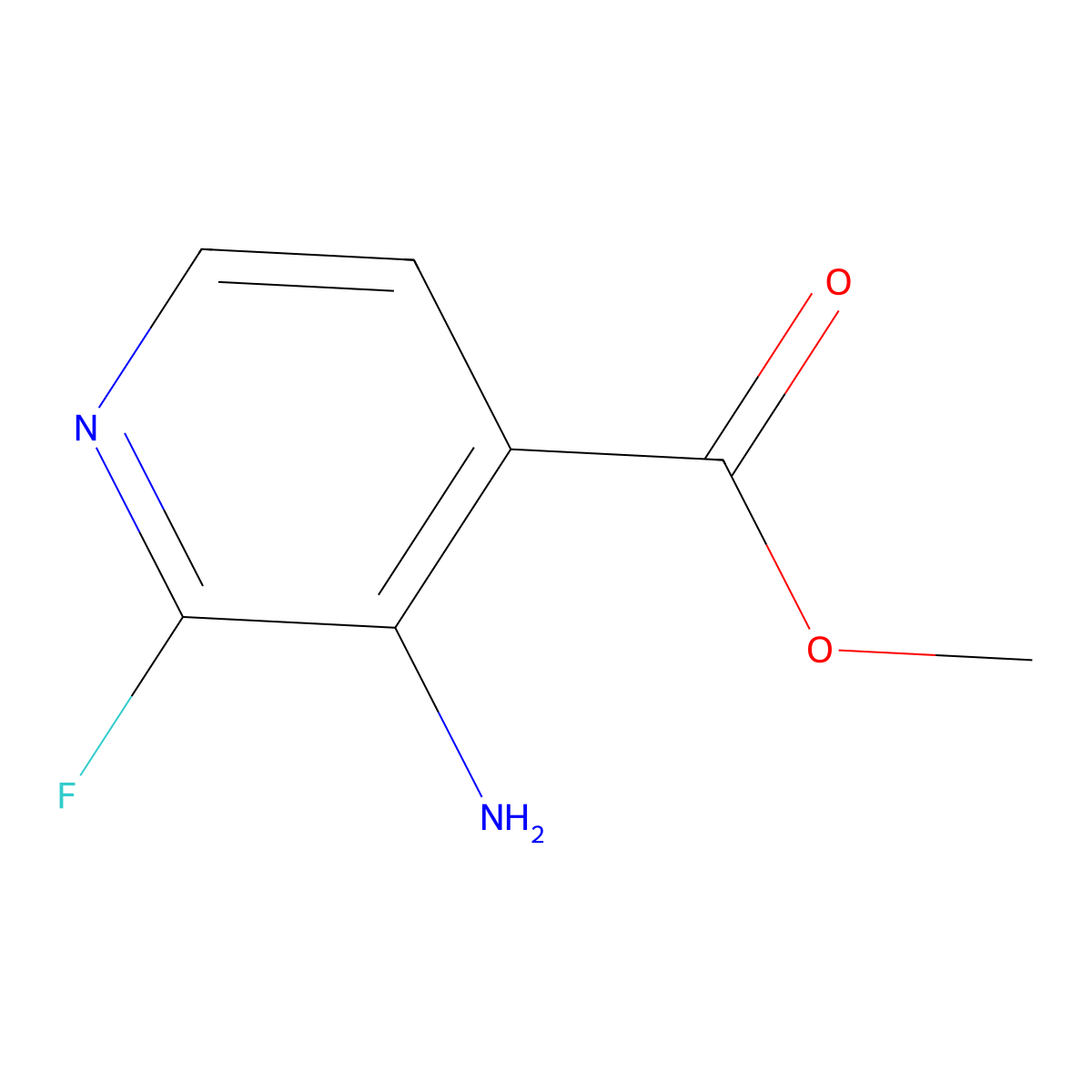 Methyl 3-amino-2-fluoropyridine-4-carboxylate molecular structure, CAS 1806593-13-4