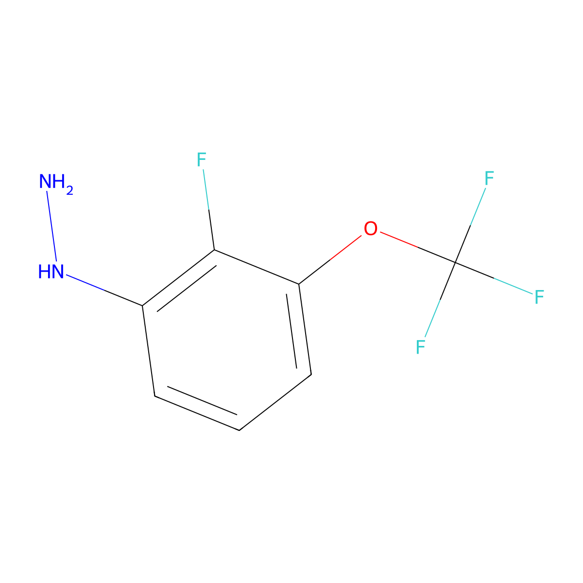 (2-Fluoro-3-(trifluoromethoxy)phenyl)hydrazine molecular structure, CAS 1806612-68-9