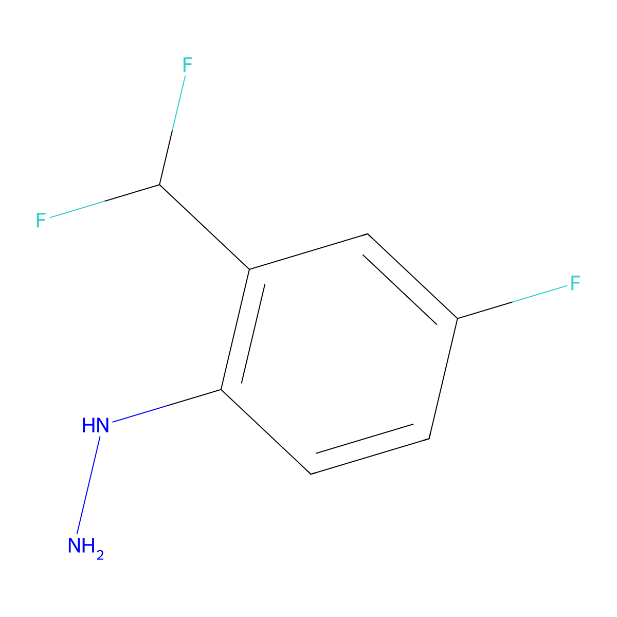 2-(Difluoromethyl)-4-fluorophenylhydrazine molecular structure, CAS 1806667-02-6