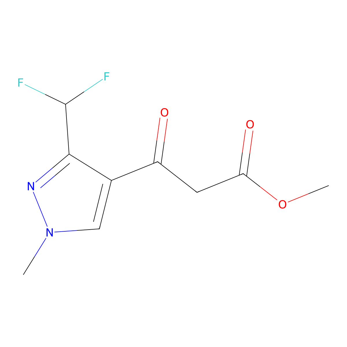 Methyl 3-(3-(difluoromethyl)-1-methyl-1H-pyrazol-4-yl)-3-oxopropanoate molecular structure, CAS 1806680-93-2