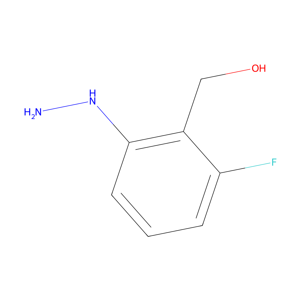 1-(3-Fluoro-2-(hydroxymethyl)phenyl)hydrazine molecular structure, CAS 1806692-08-9