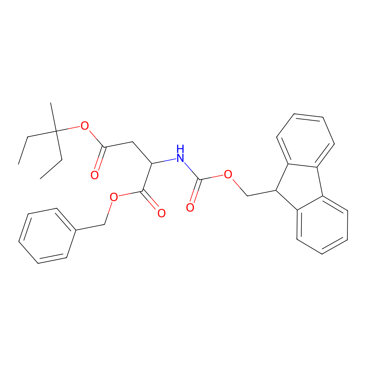 4-(1-Ethyl-1-methylpropyl) 1-(phenylmethyl) N-[(9H-fluoren-9-ylmethoxy)carbonyl]-L-aspartate molecular structure, CAS 180675-10-9