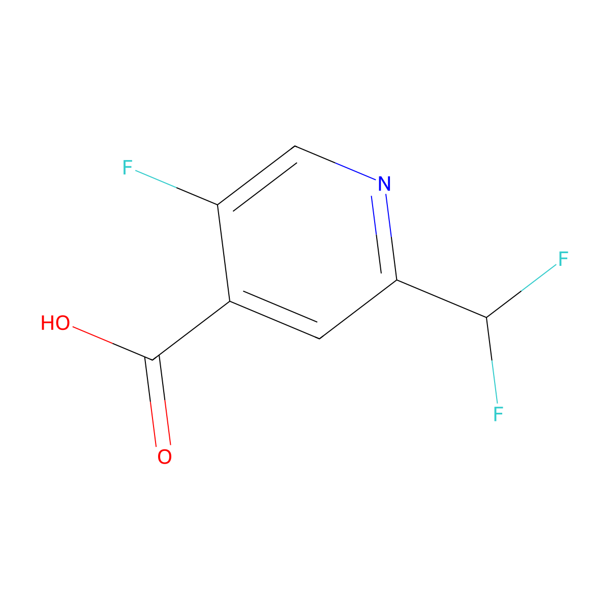 2-(Difluoromethyl)-5-fluoropyridine-4-carboxylic acid molecular structure, CAS 1806756-70-6