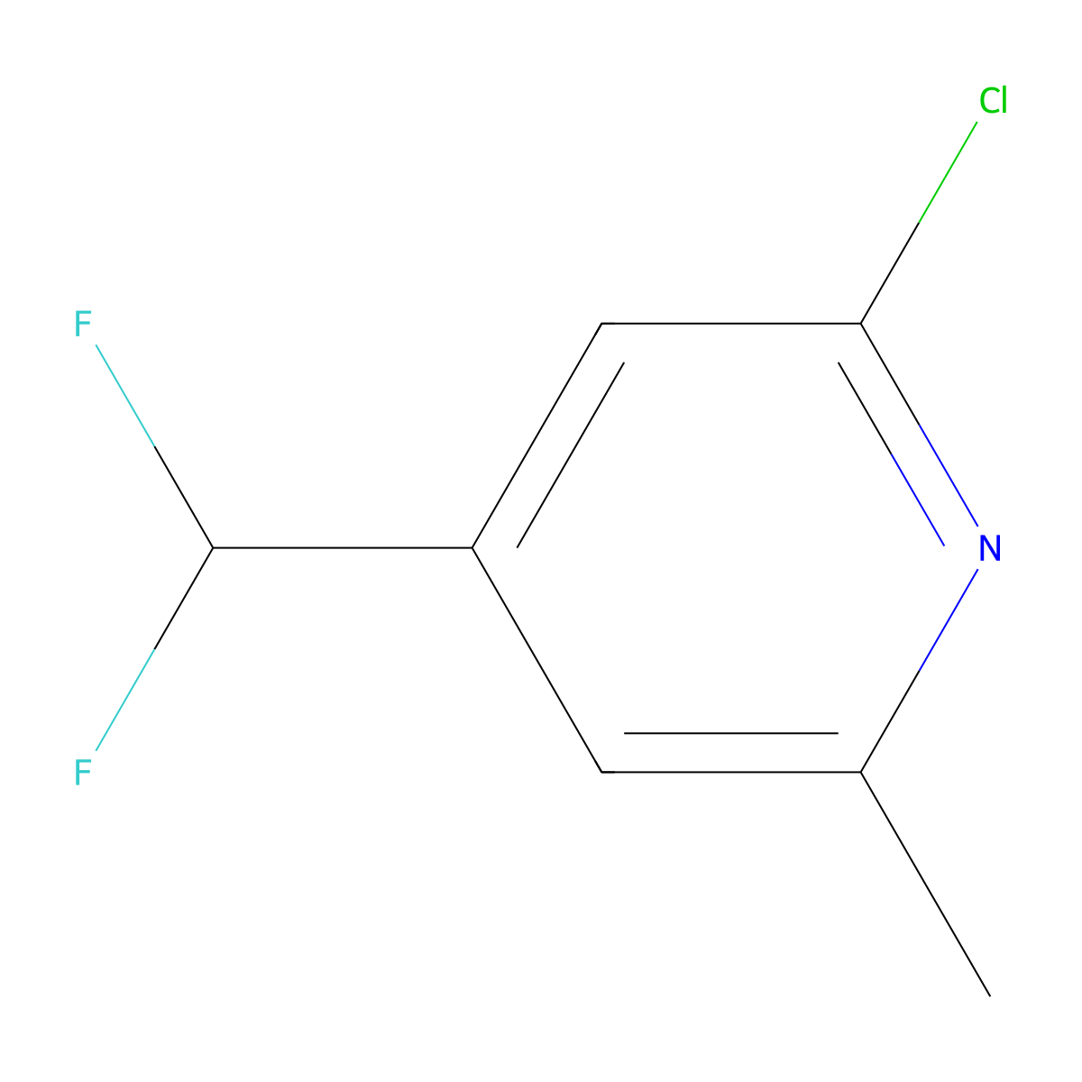 2-Chloro-4-(difluoromethyl)-6-methylpyridine molecular structure, CAS 1806760-10-0