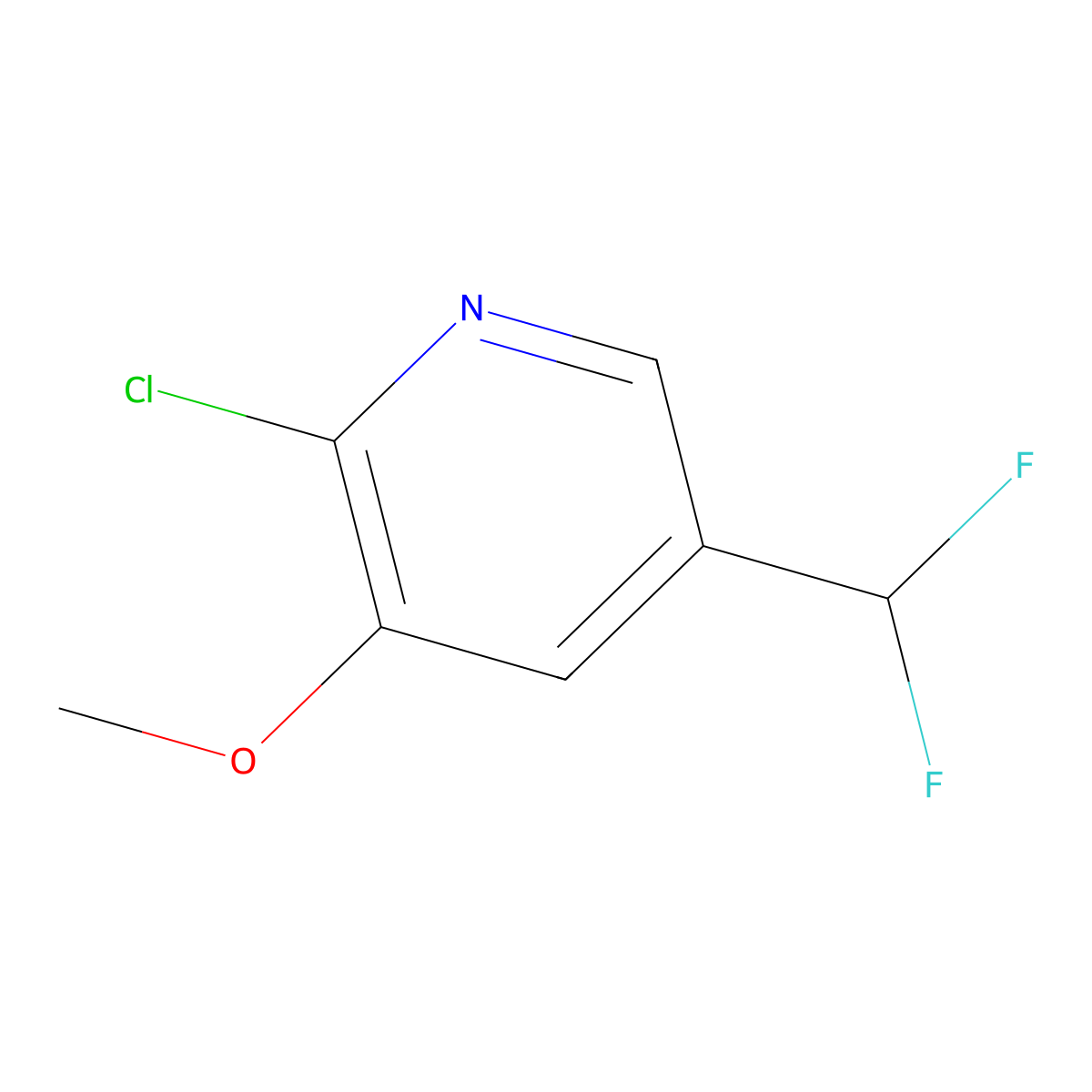 2-Chloro-5-(difluoromethyl)-3-methoxypyridine molecular structure, CAS 1806760-58-6