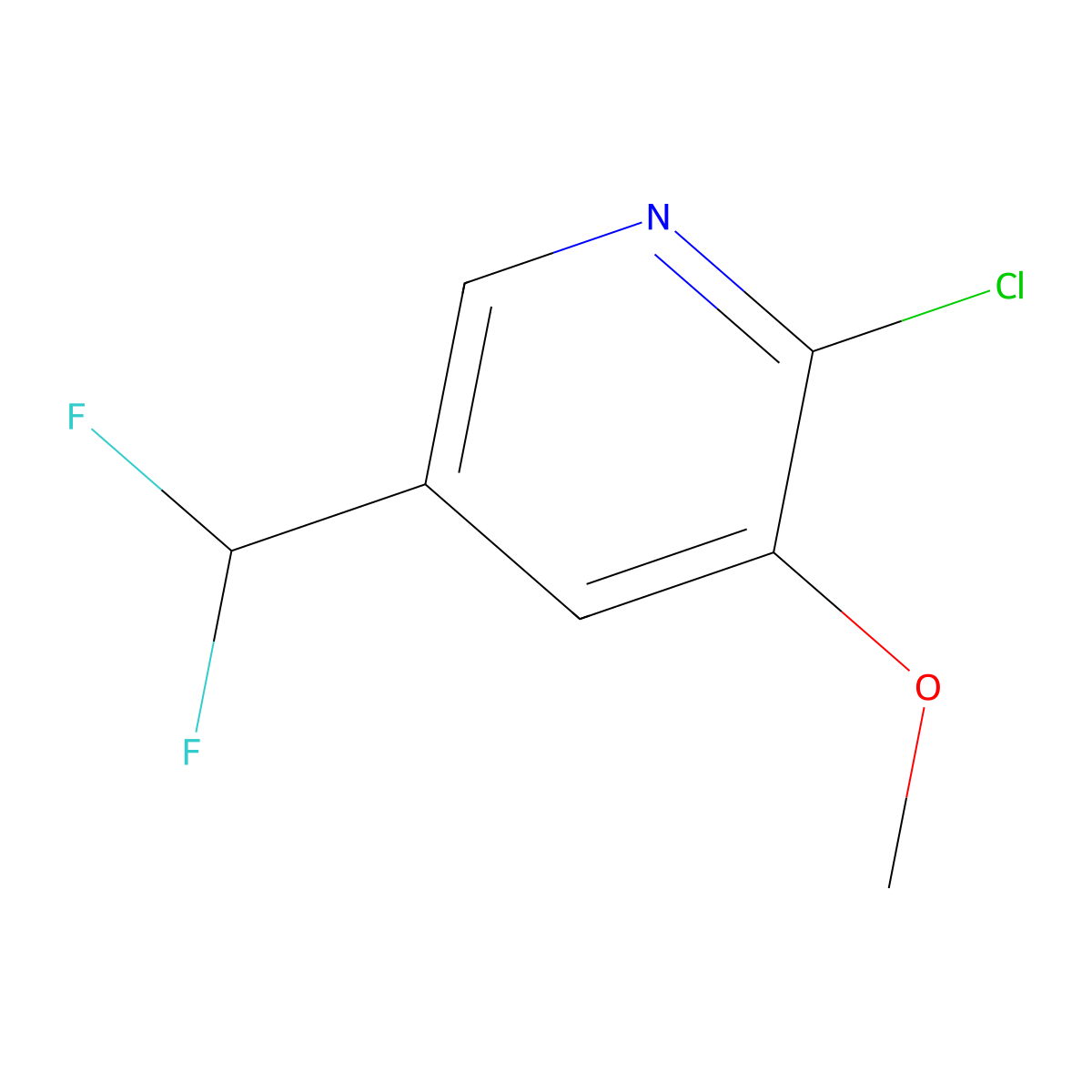 2-Chloro-5-(difluoromethyl)-3-methoxypyridine molecular structure, CAS 1806760-58-6