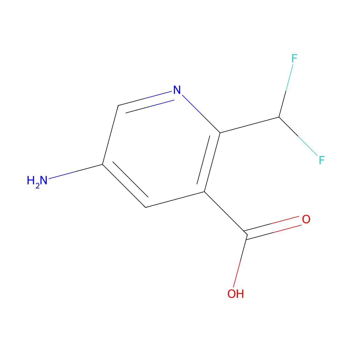 5-Amino-2-(difluoromethyl)pyridine-3-carboxylic acid molecular structure, CAS 1806760-66-6