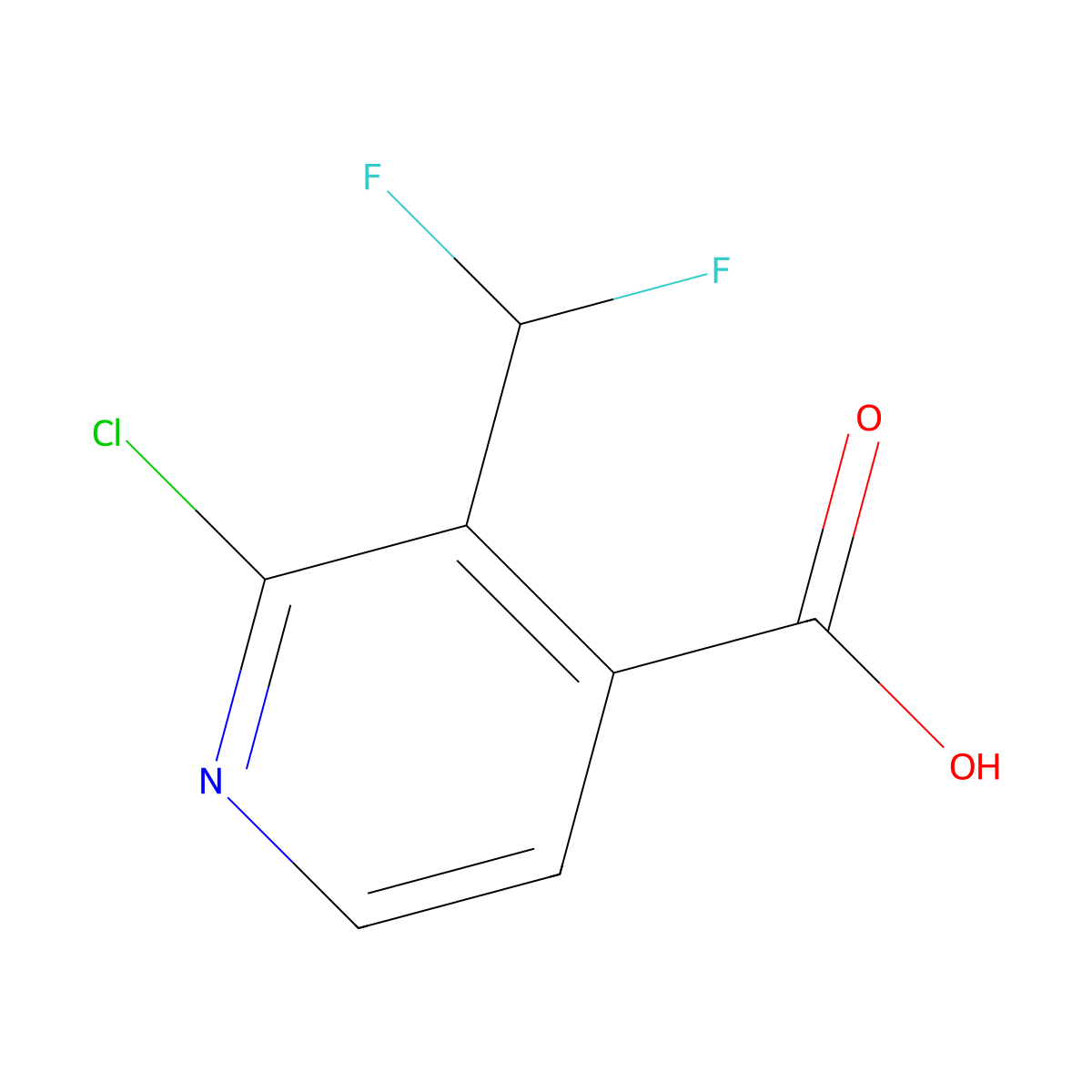 2-Chloro-3-(difluoromethyl)pyridine-4-carboxylic acid molecular structure, CAS 1806760-86-0
