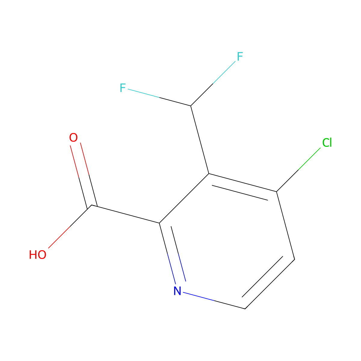 4-Chloro-3-(difluoromethyl)pyridine-2-carboxylic acid molecular structure, CAS 1806761-09-0