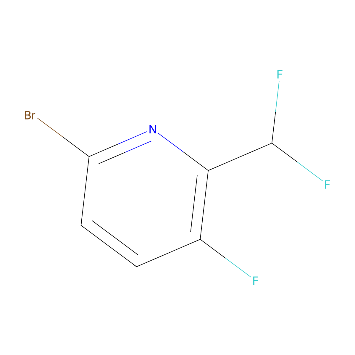 6-Bromo-2-(difluoromethyl)-3-fluoropyridine molecular structure, CAS 1806763-56-3