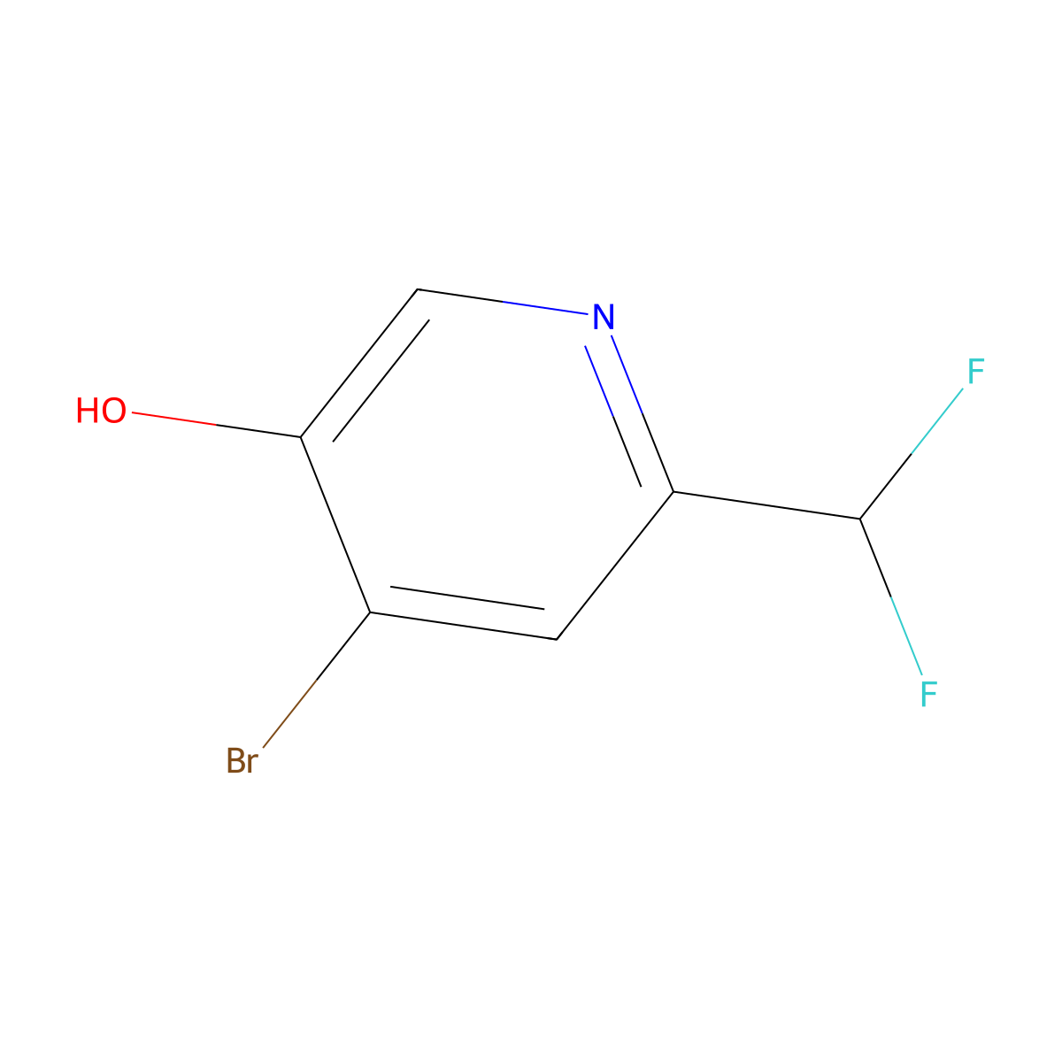 4-Bromo-6-(difluoromethyl)pyridin-3-ol molecular structure, CAS 1806763-94-9