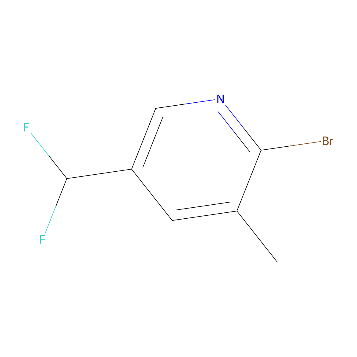 2-Bromo-5-(difluoromethyl)-3-methylpyridine molecular structure, CAS 1806764-00-0