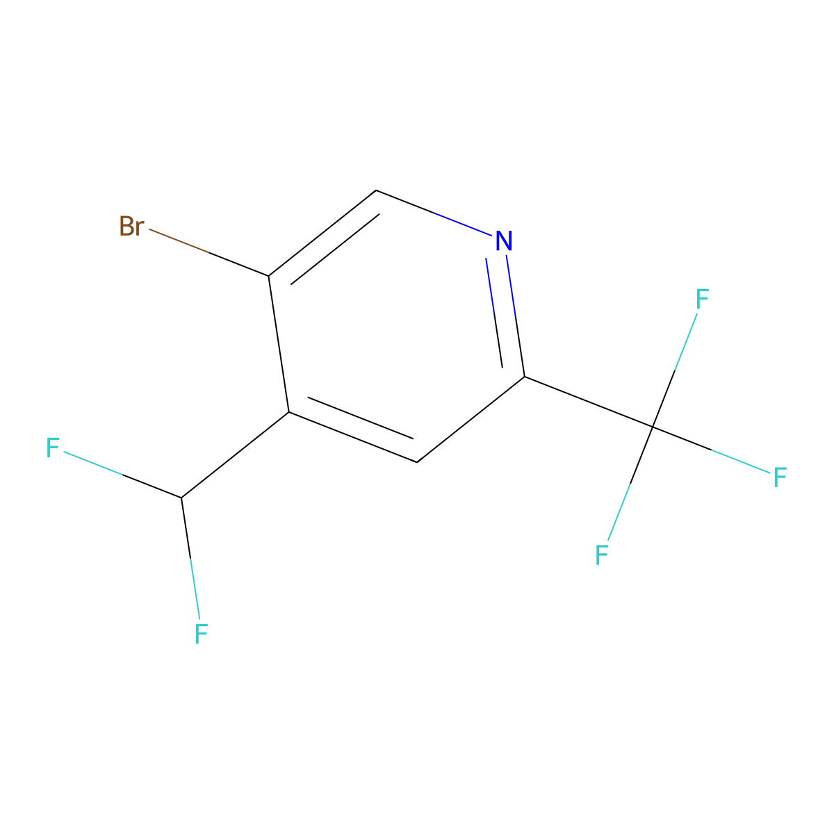 5-Bromo-4-(difluoromethyl)-2-(trifluoromethyl)pyridine molecular structure, CAS 1806764-90-8