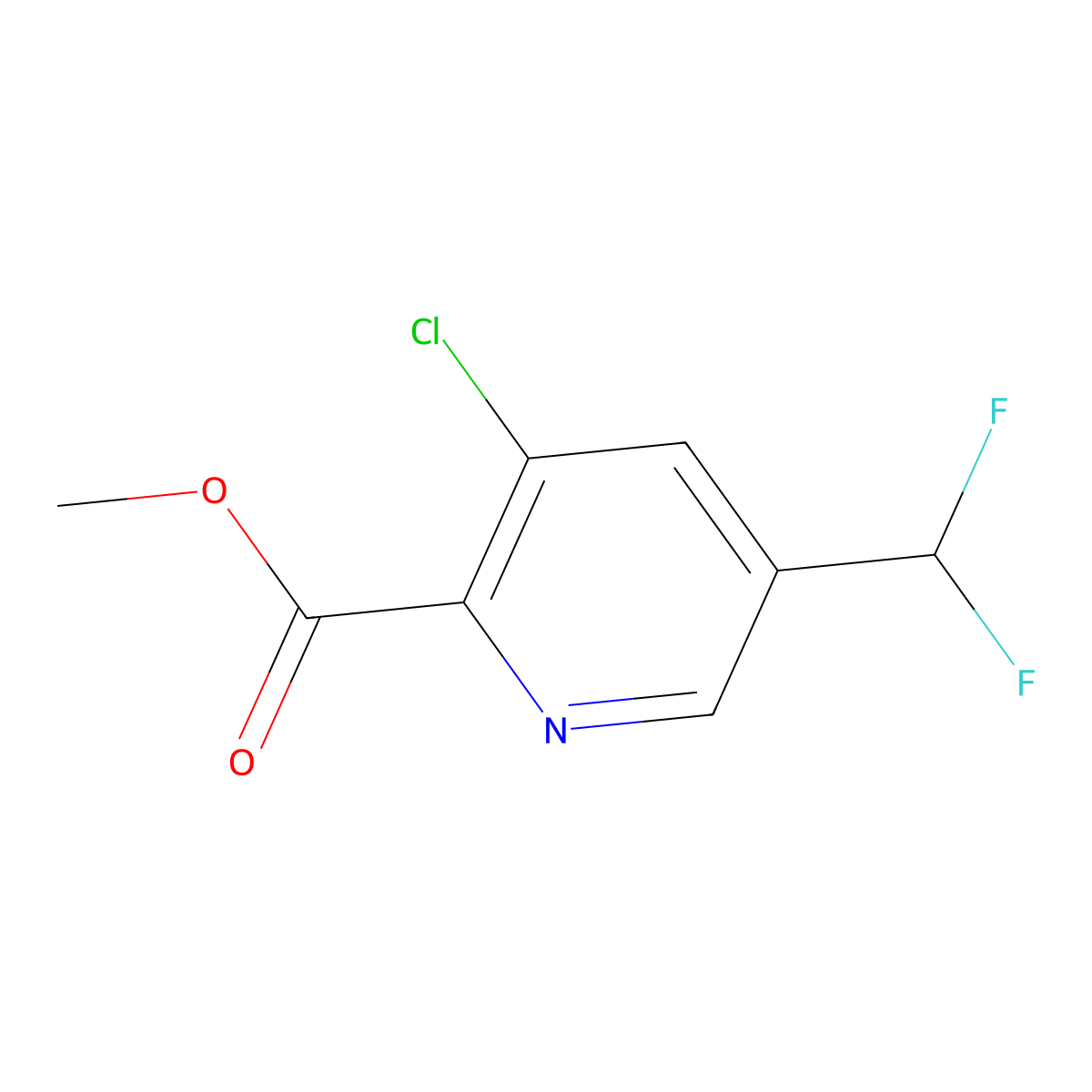Methyl3-chloro-5-(difluoromethyl)pyridine-2-carboxylate molecular structure, CAS 1806767-24-7