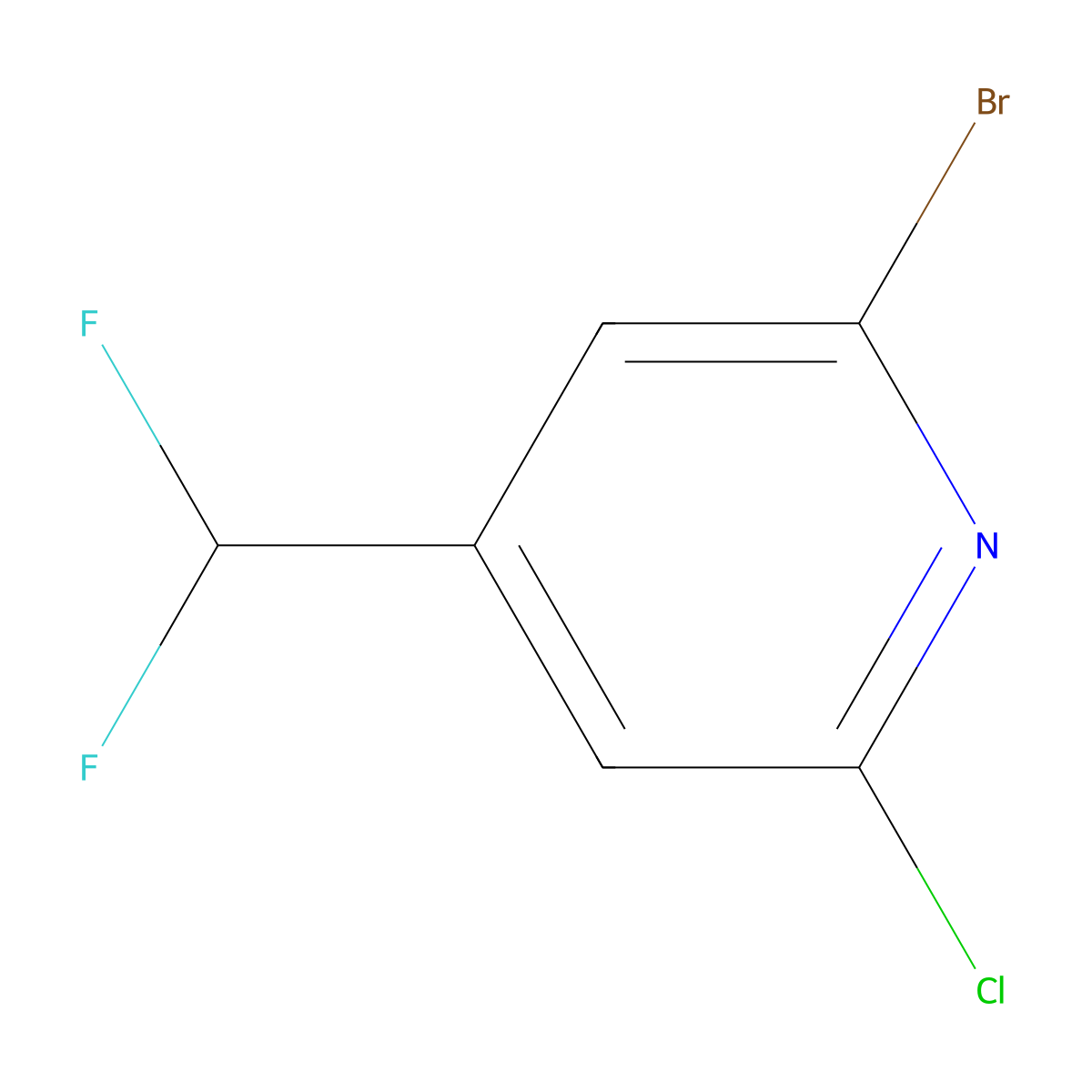 2-Bromo-6-chloro-4-(difluoromethyl)pyridine molecular structure, CAS 1806770-02-4